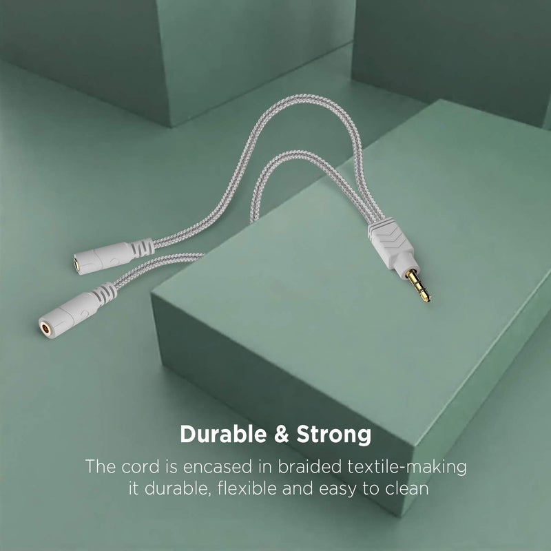 DUKABEL Headphone Splitter, AUX Splitter Cable for Headset Knitted 3.5mm Splitter 2-Way Audio Splitter Stereo Audio Y Cable Produces Equal Audio Output for Headphones Earphones Speakers Joy Series - Image 4